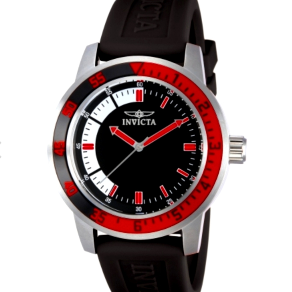 NEW Invicta Specialty Men's Watch 12845, 45mm Steel Case, Red Bezel, Black Band